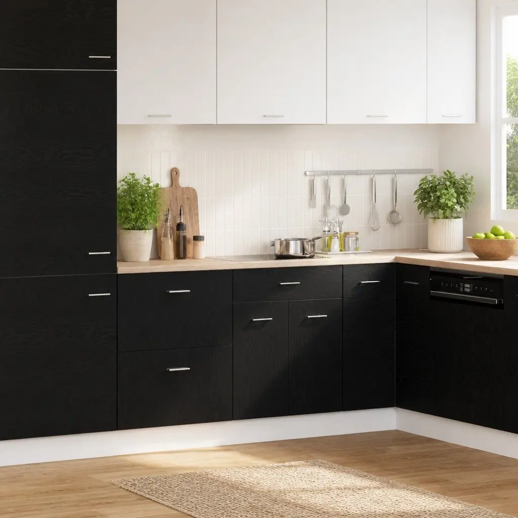 Black Oak Modern Hanging Kitchen Cabinet