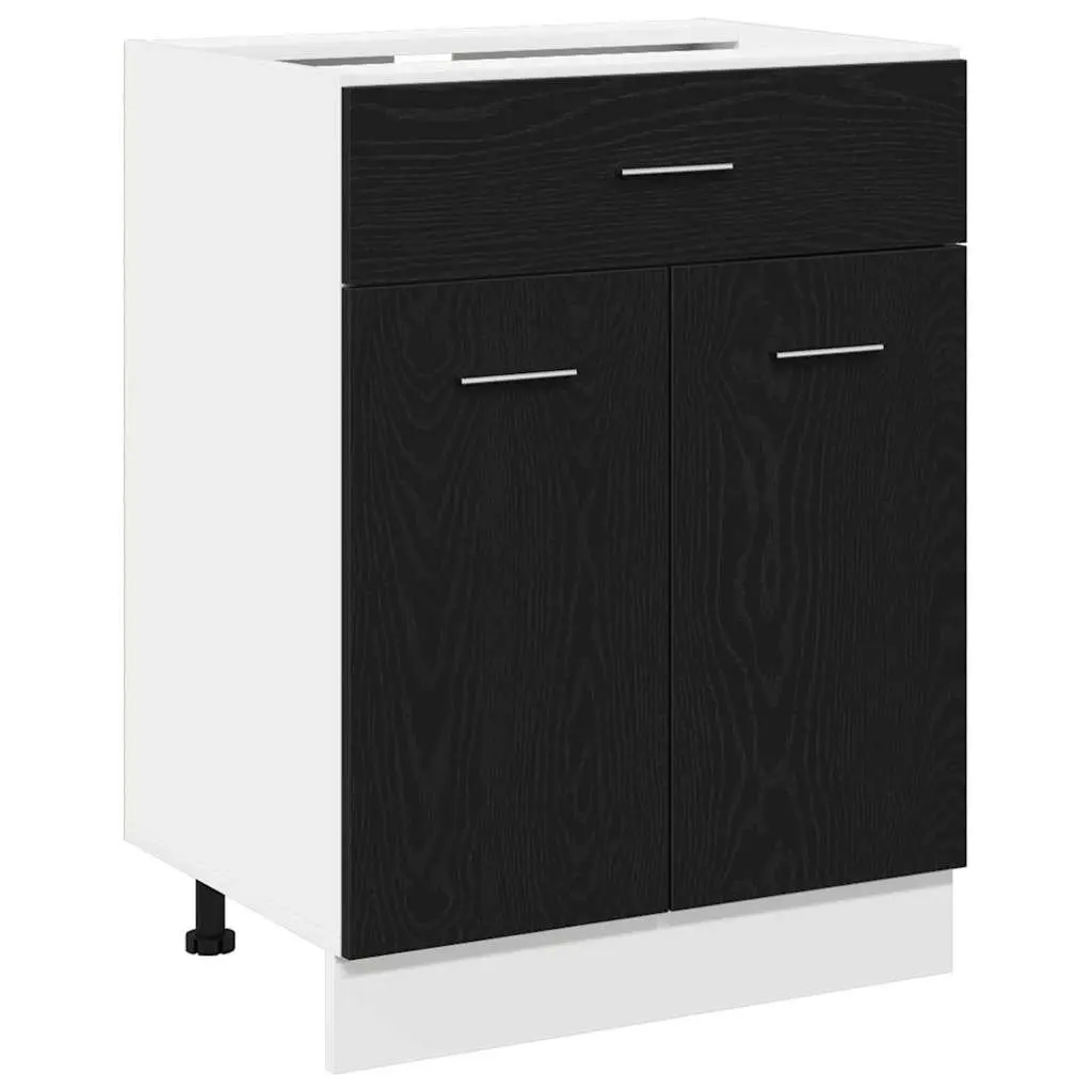 Hanging Kitchen Cabinet Black Oak Modern 60x46x81.5cm Engineered Wood
