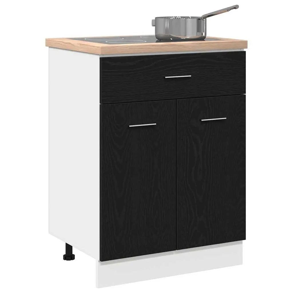 Hanging Kitchen Cabinet Black Oak Modern 60x46x81.5cm Engineered Wood