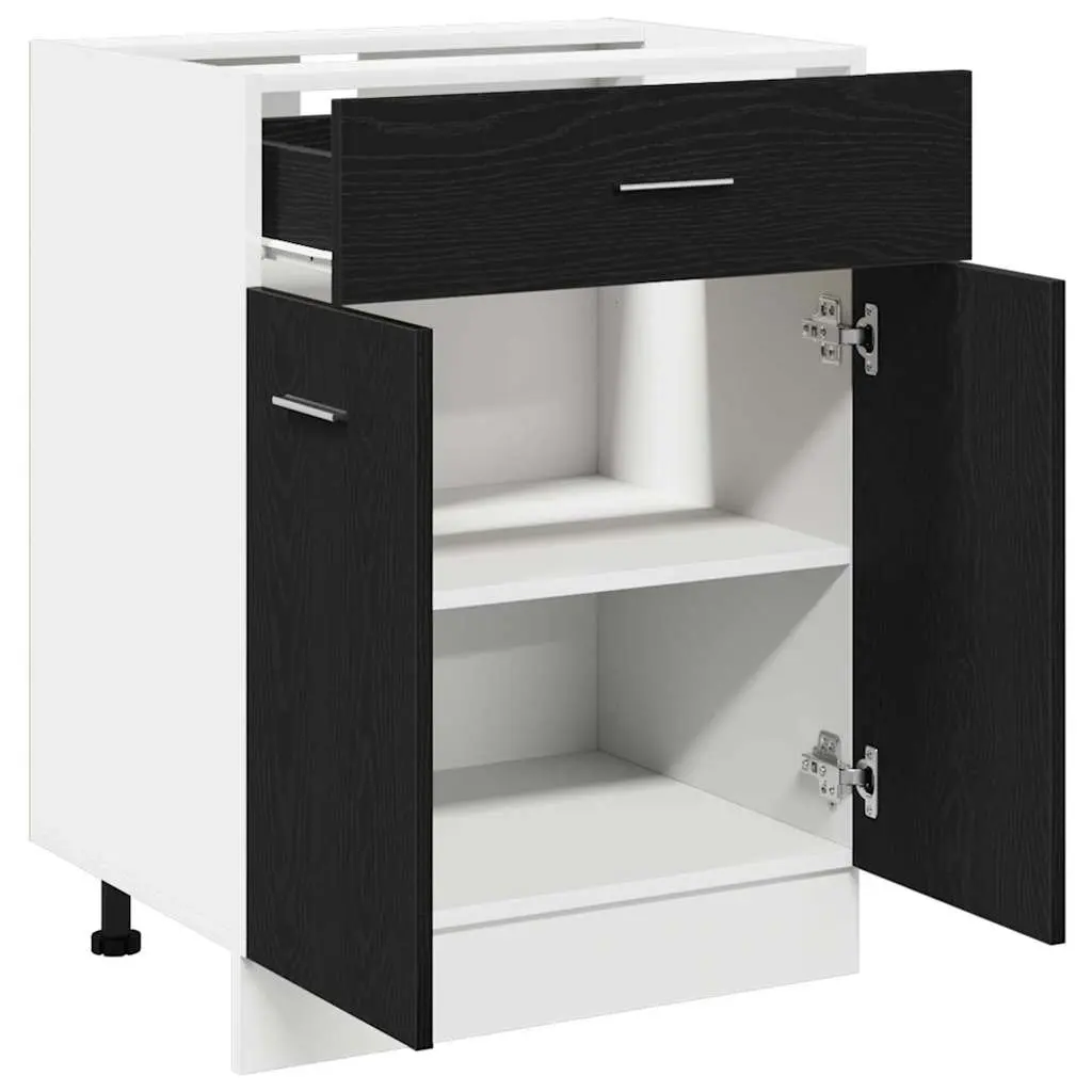 Hanging Kitchen Cabinet Black Oak Modern 60x46x81.5cm Engineered Wood