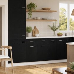 Modern Black Oak Hanging Cabinet for Kitchen Storage