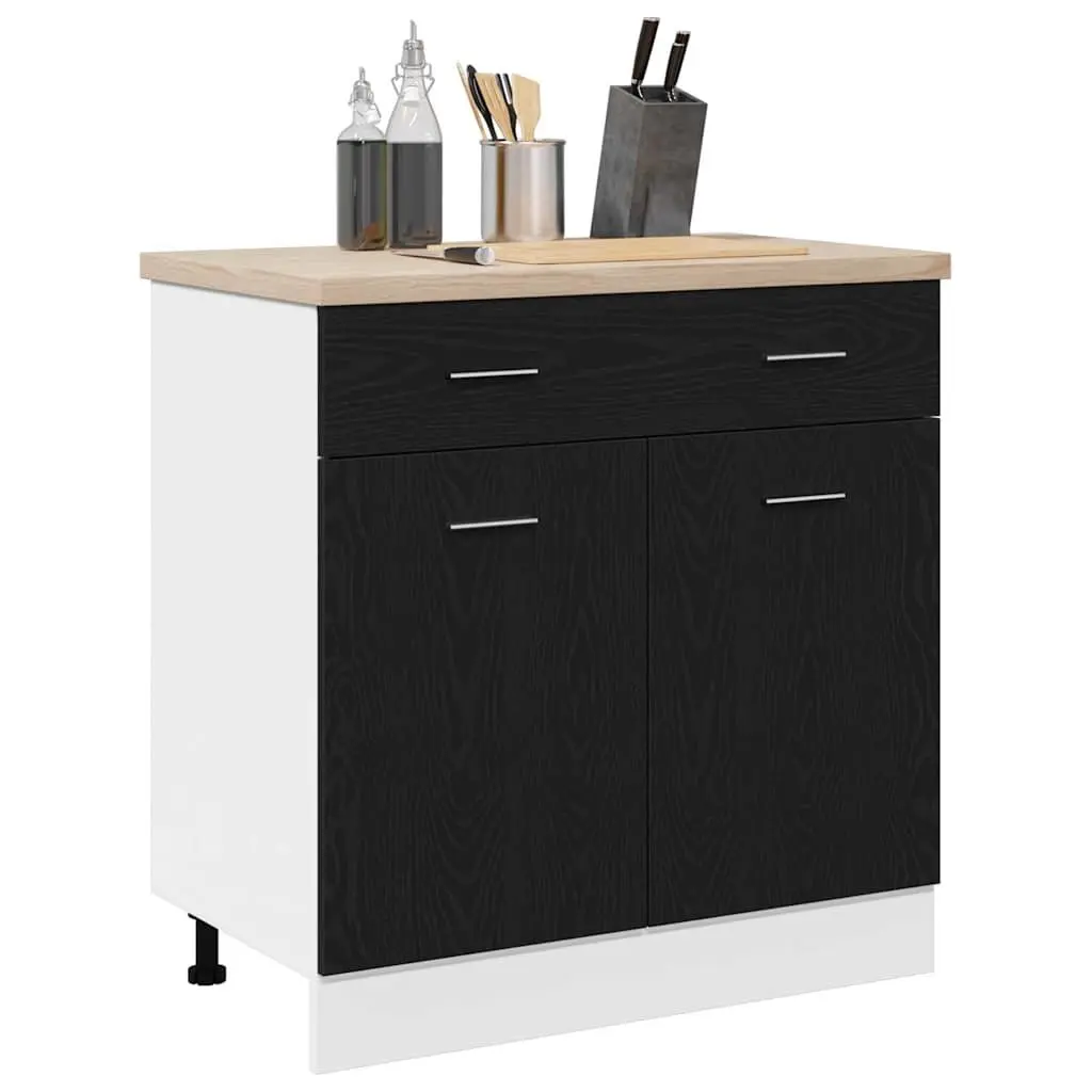 Black Oak Hanging Cabinet for Kitchen Storage
