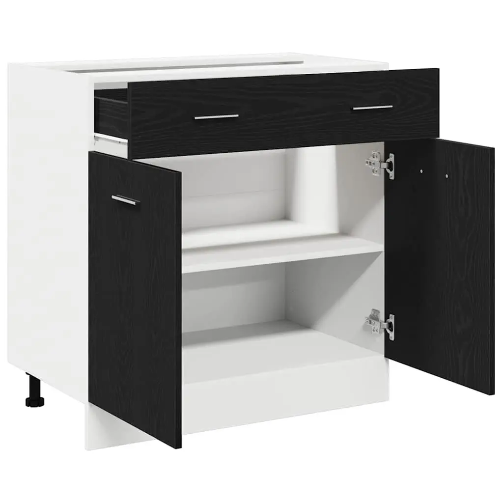 Black Oak Hanging Cabinet for Kitchen Storage