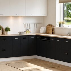 Modern Black Oak Hanging Kitchen Cabinet for Storage