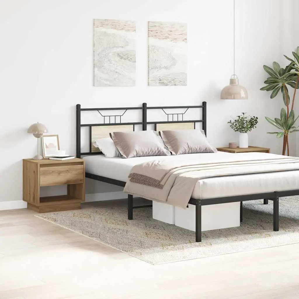 Bedside Table 2 pcs Engineered Wood Nightstand Brown Rustic Bedroom Storage