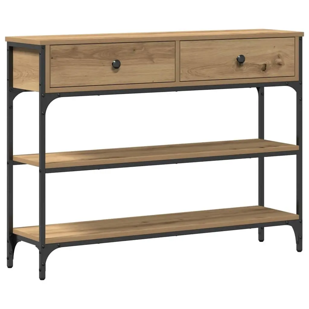 Console Table Industrial Style Brown Engineered Wood Steel Frame 100 x 25 x 75 cm