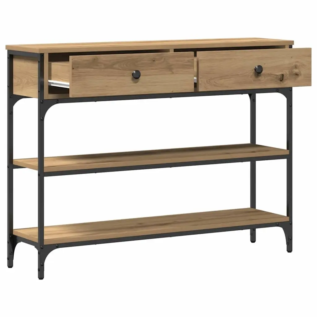 Console Table Industrial Style Brown Engineered Wood Steel Frame 100 x 25 x 75 cm