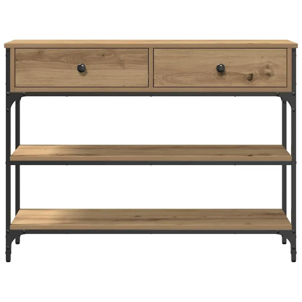 Console Table Industrial Style Brown Engineered Wood Steel Frame 100 x 25 x 75 cm