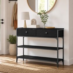Black Industrial Design Console Table for Living Spaces