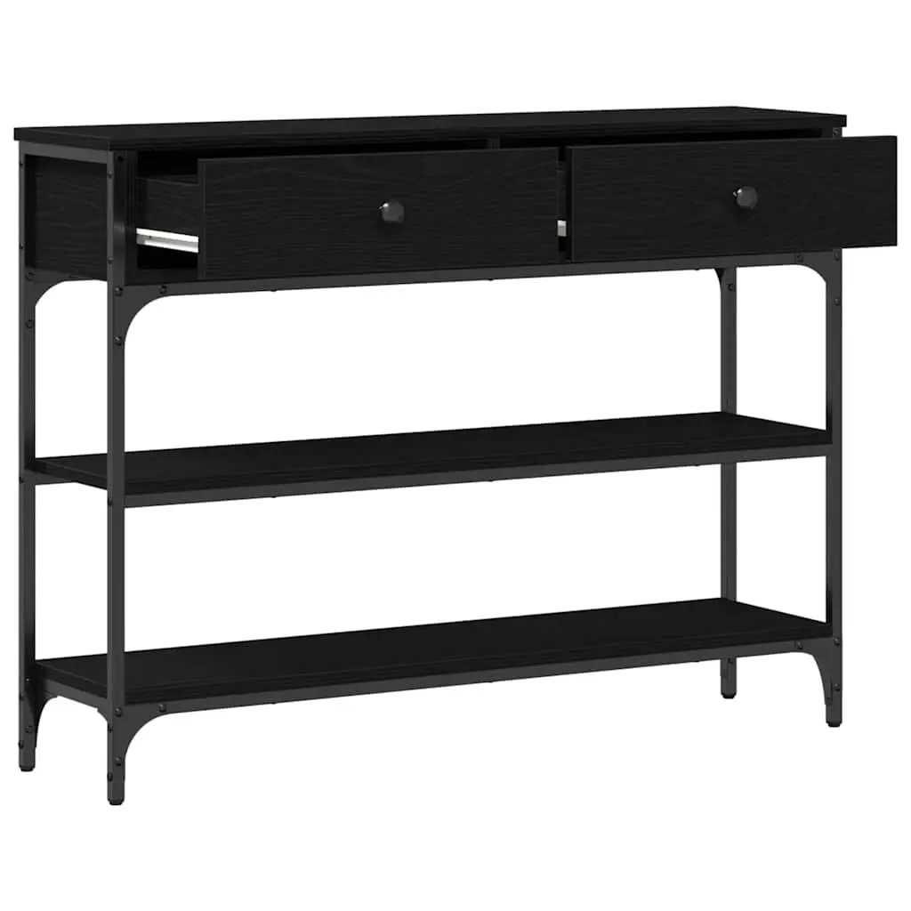 Console Table End Table Black Industrial Design Engineered Wood Steel Frame