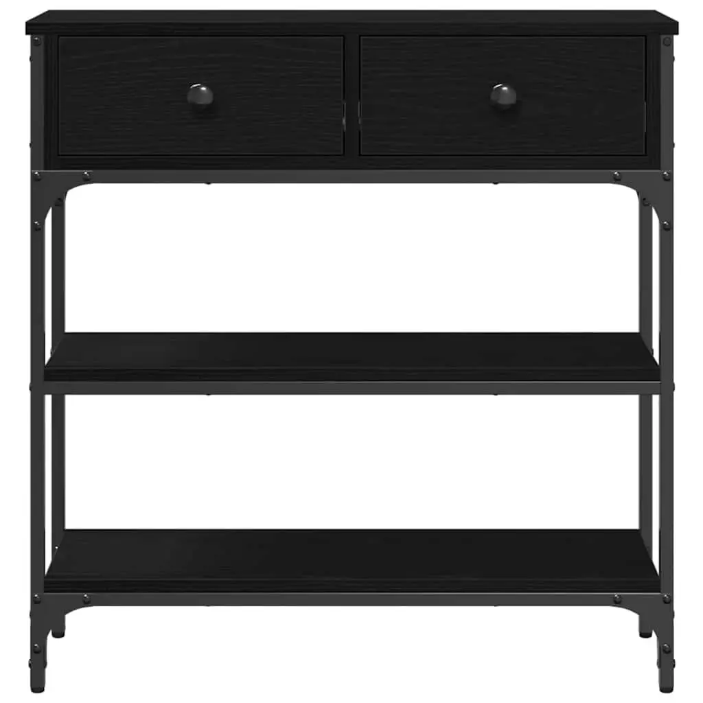 Industrial Console Table Black Engineered Wood Steel Frame 72.5x25x75cm