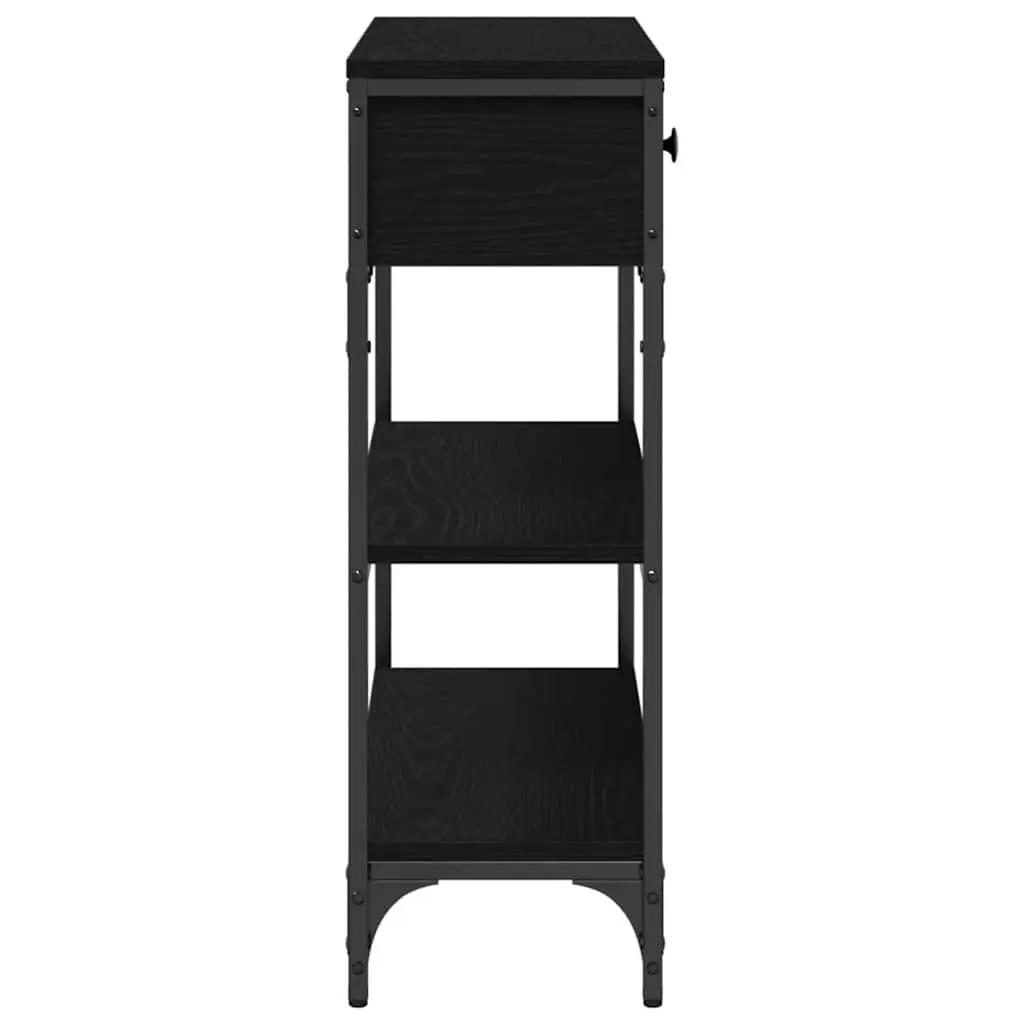 Industrial Console Table Black Engineered Wood Steel Frame 72.5x25x75cm