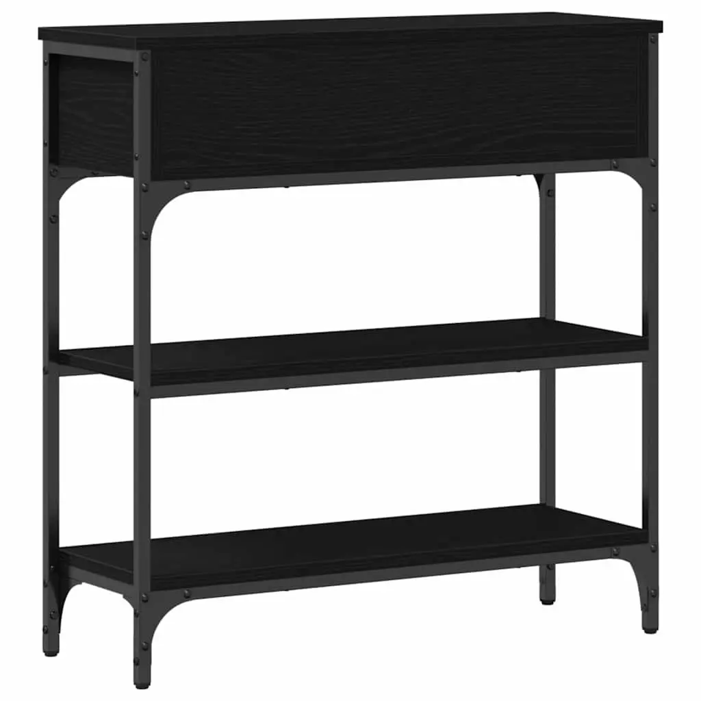 Industrial Console Table Black Engineered Wood Steel Frame 72.5x25x75cm