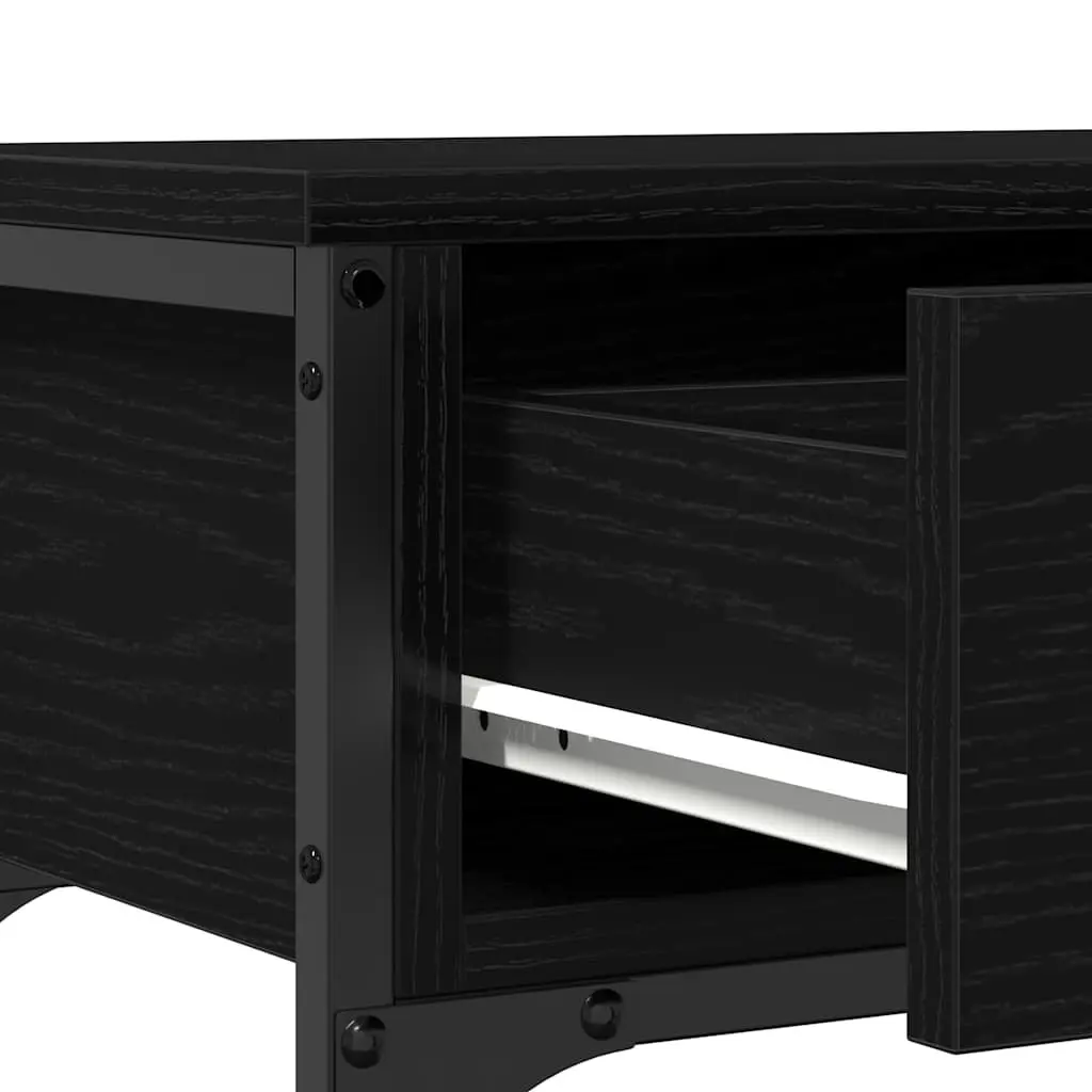Industrial Console Table Black Engineered Wood Steel Frame 72.5x25x75cm
