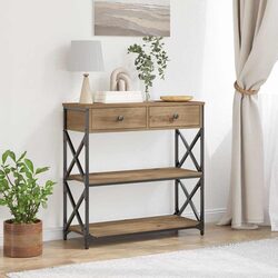 Rustic Wooden End Table Console Storage Accent Side Table Living Room Bedroom