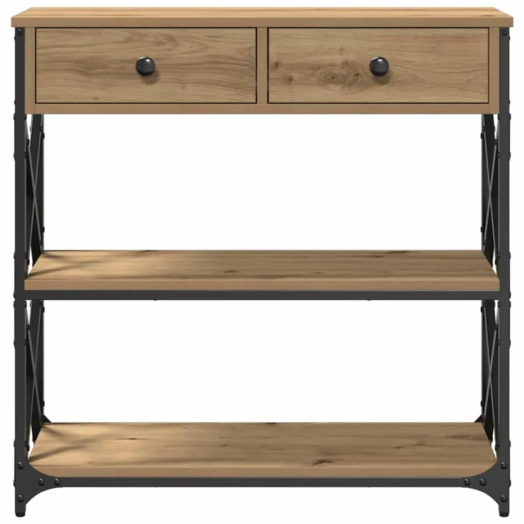 Rustic Wooden End Table Storage Accent Side Table 75 x 28 x 75 cm Wood and Metal
