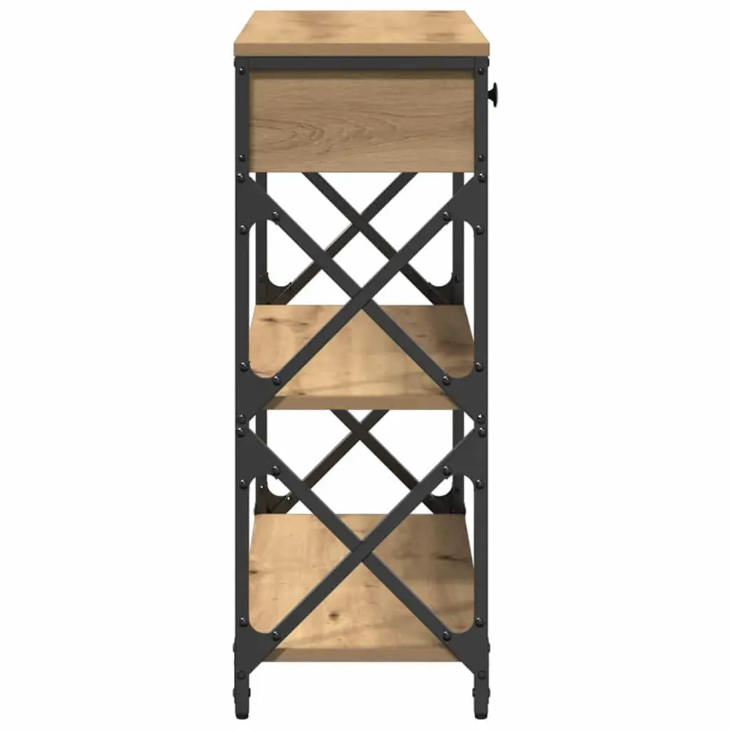 Rustic Wooden End Table Storage Accent Side Table 75 x 28 x 75 cm Wood and Metal