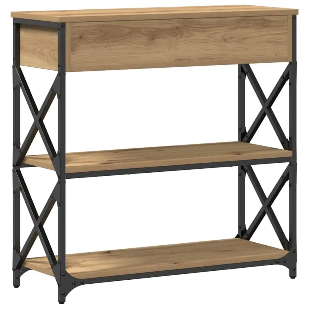 Rustic Wooden End Table Storage Accent Side Table 75 x 28 x 75 cm Wood and Metal