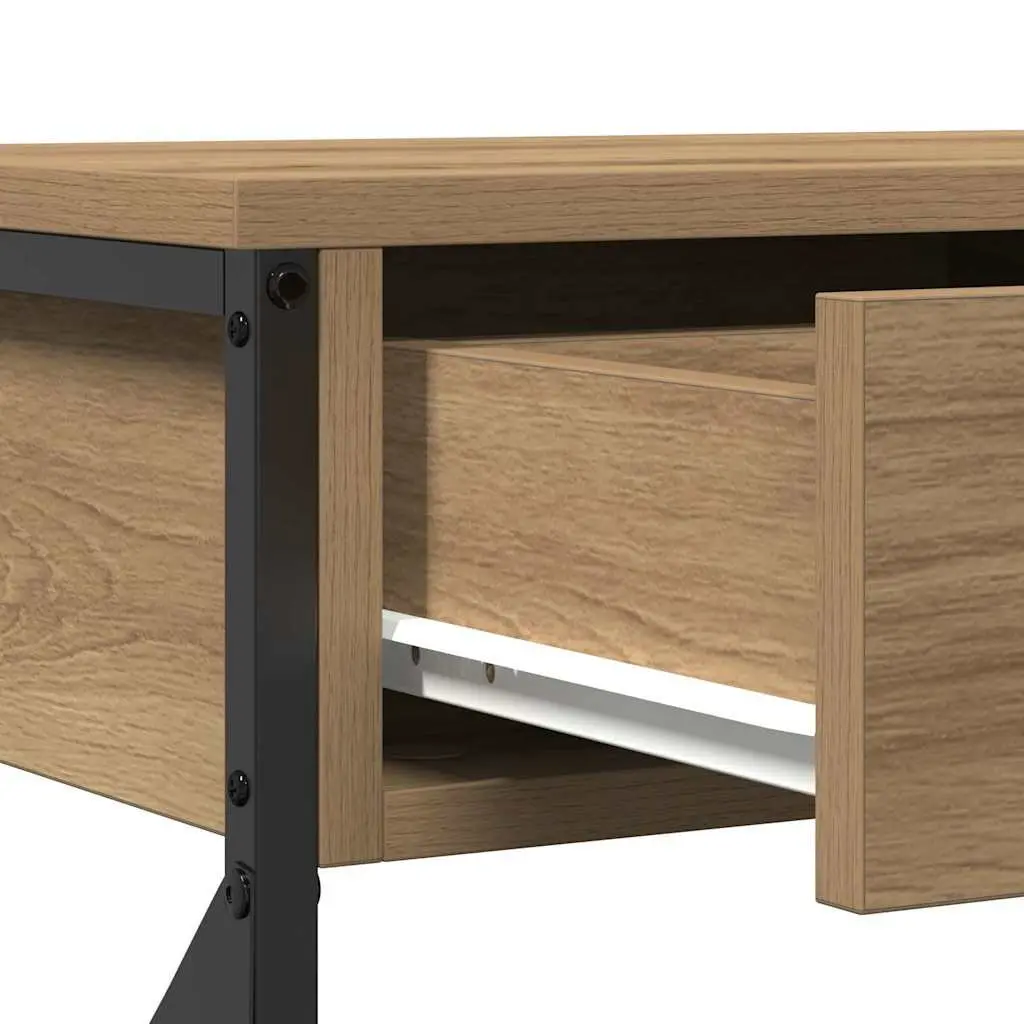 Rustic Wooden End Table Storage Accent Side Table 75 x 28 x 75 cm Wood and Metal