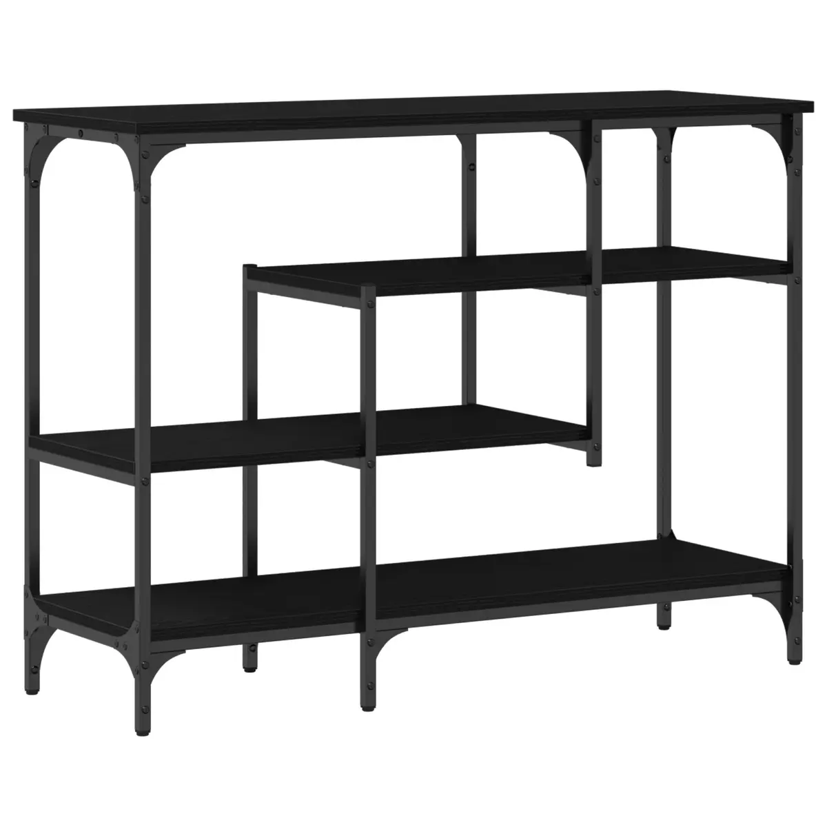 Console Table Industrial Black 100x35x75cm Engineered Wood and Metal Frame