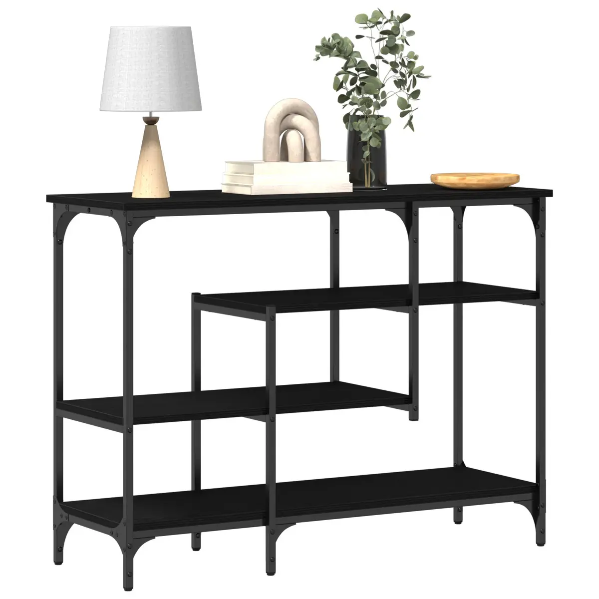 Console Table Industrial Black 100x35x75cm Engineered Wood and Metal Frame