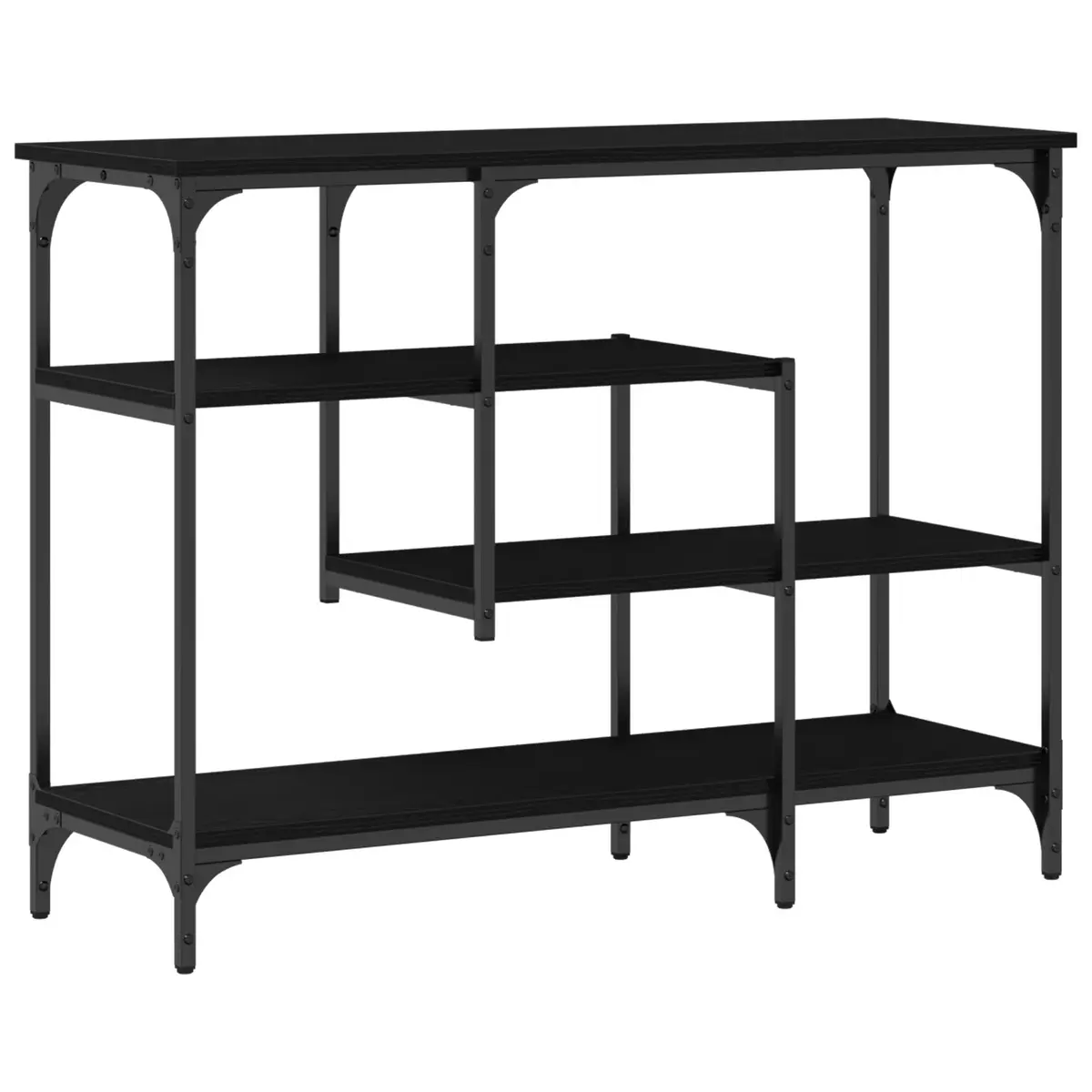 Console Table Industrial Black 100x35x75cm Engineered Wood and Metal Frame