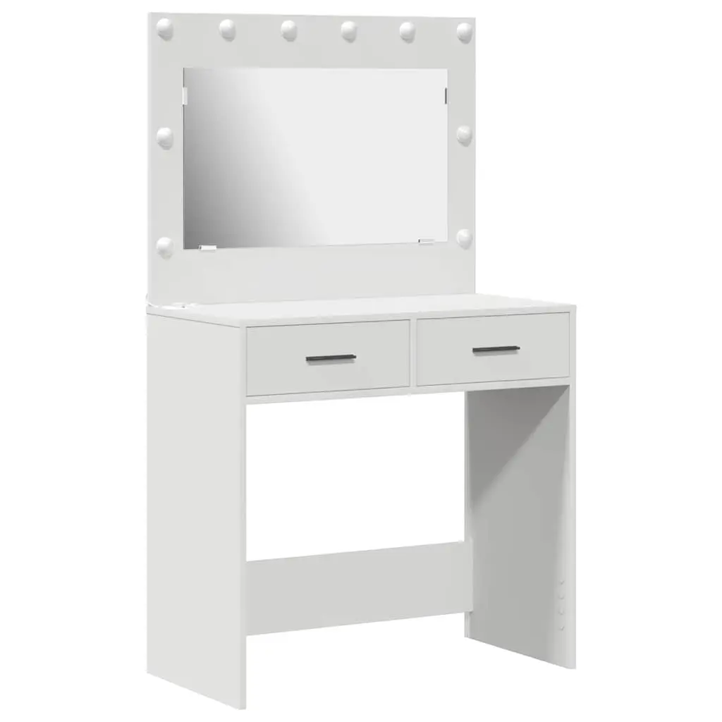 White Vanity Dressing Table with LED Mirror and Drawers