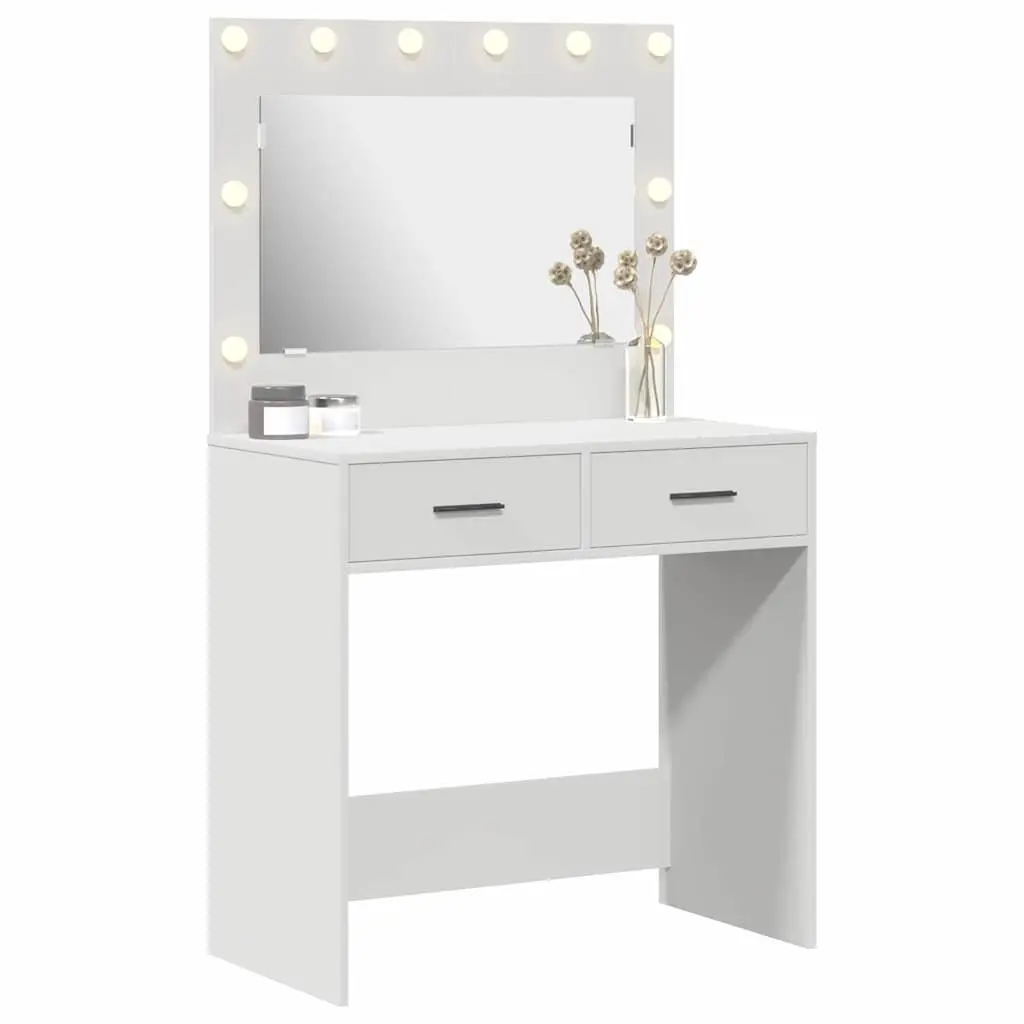 White Vanity Dressing Table with LED Mirror and Drawers