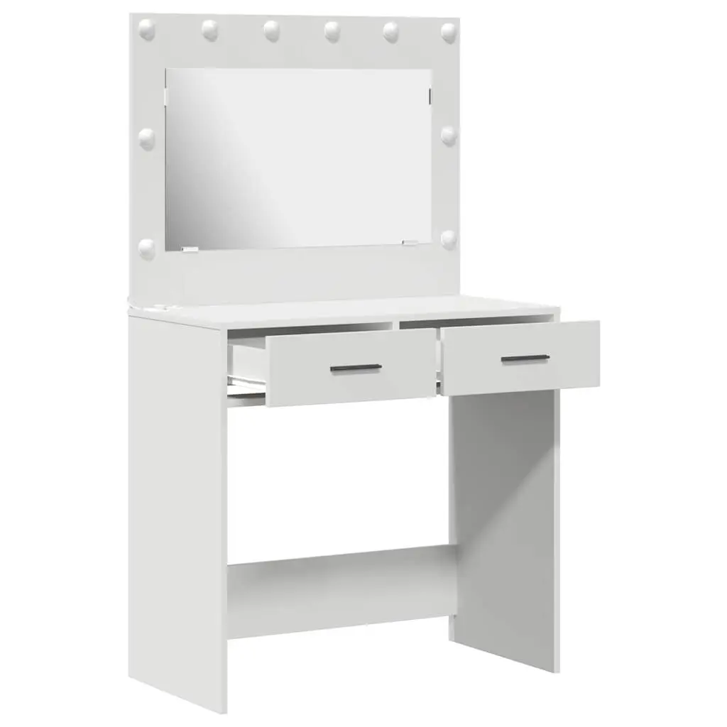 White Vanity Dressing Table with LED Mirror and Drawers