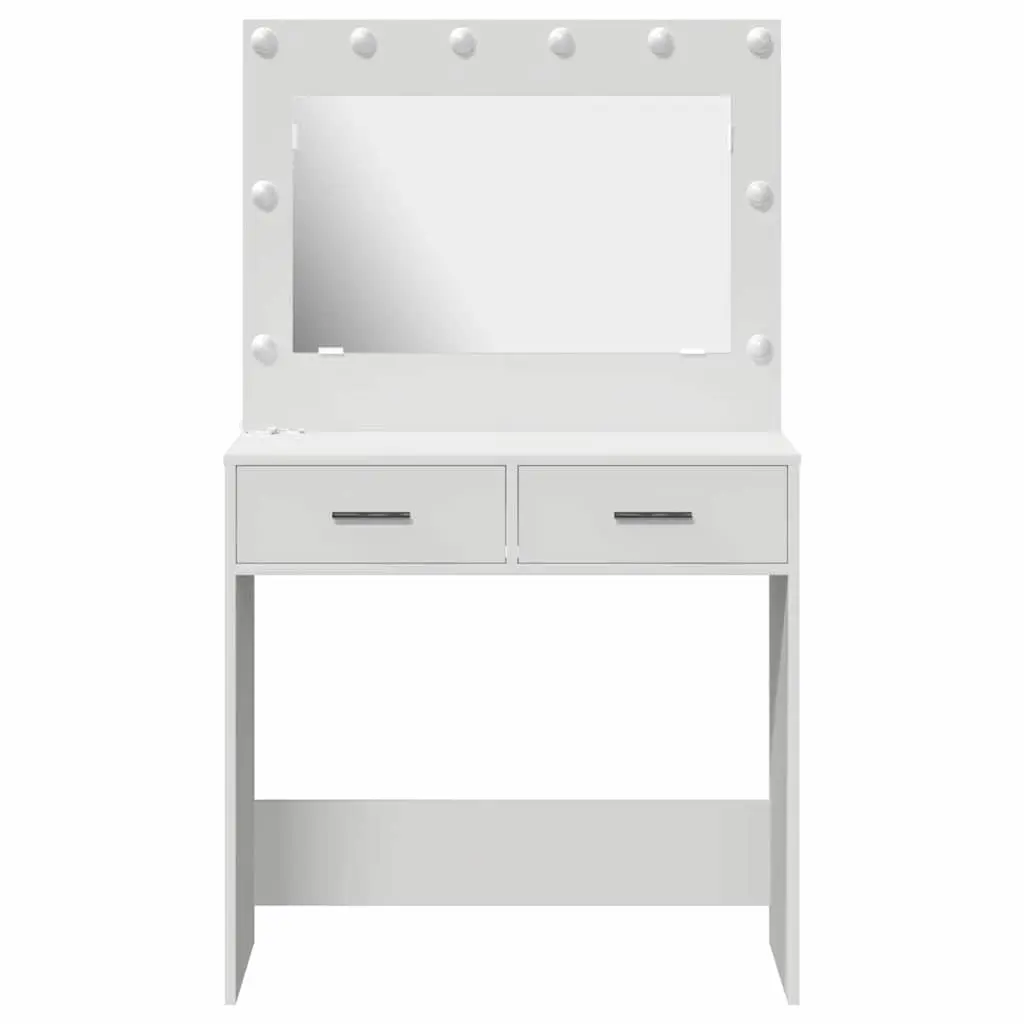 White Vanity Dressing Table with LED Mirror and Drawers