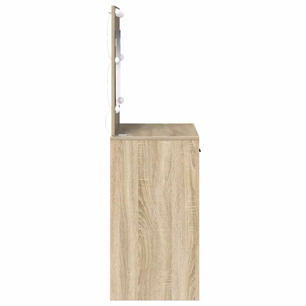 Brown Engineered Wood Dressing Table with LED Mirror