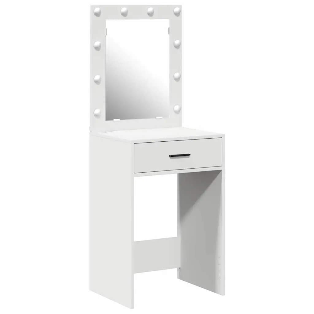 White Dressing Table with Mirror and LED Lights