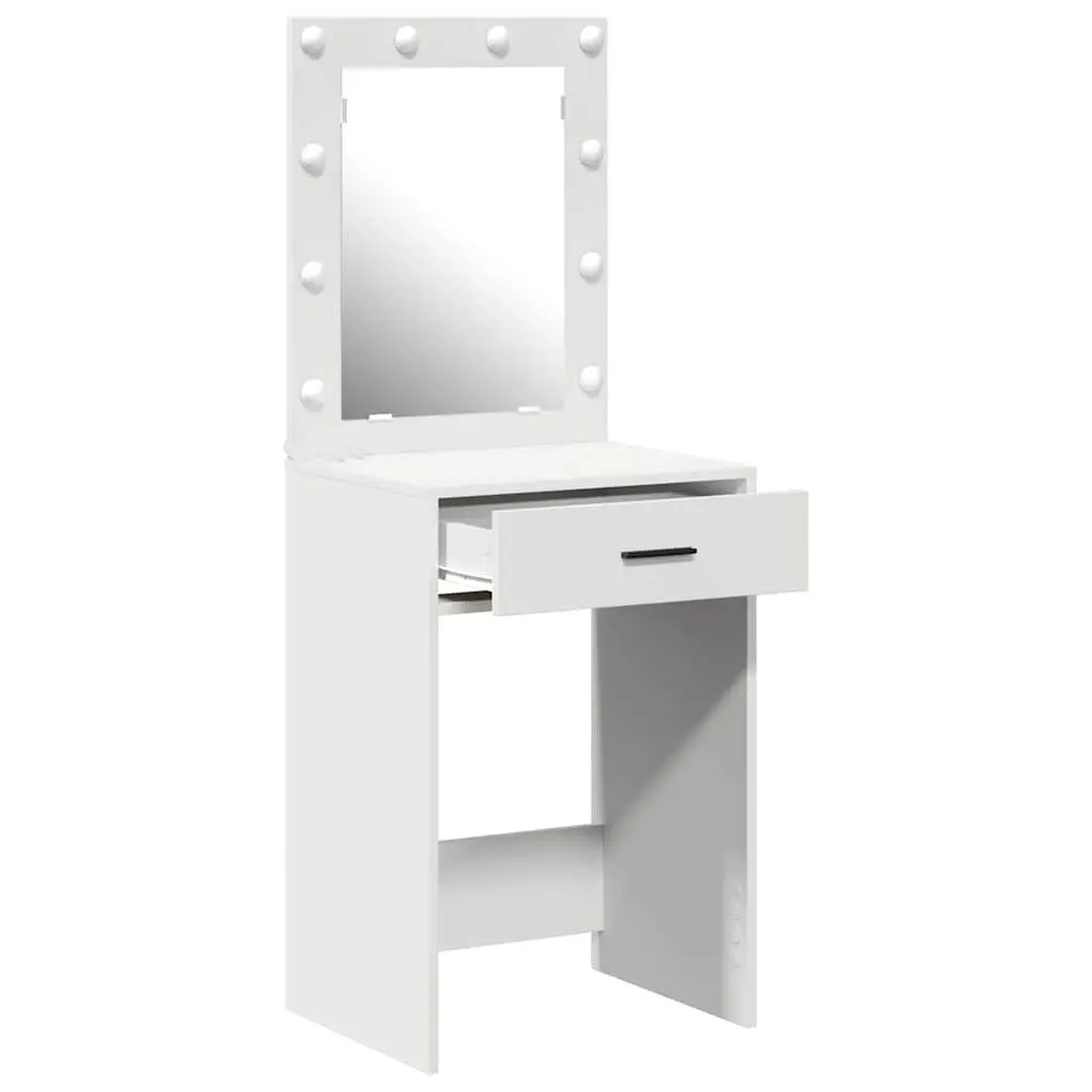 White Dressing Table with Mirror and LED Lights