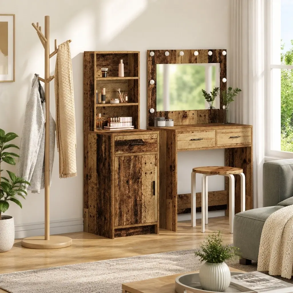 Highboard Storage Cabinet in Brown Engineered Wood