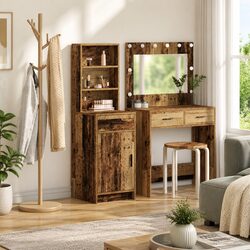Modern Highboard Storage Cabinet in Brown Engineered Wood