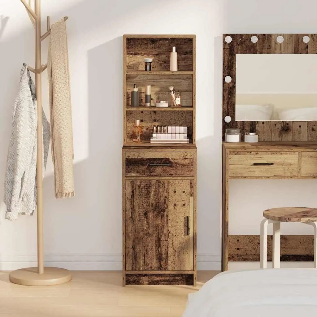 Highboard Storage Cabinet in Brown Engineered Wood