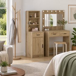Warm Brown Engineered Wood Highboard Storage Cabinet