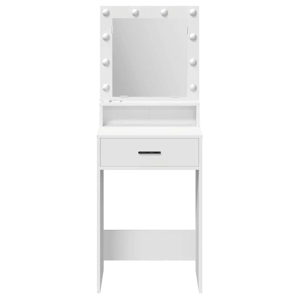 White Bedroom Vanity Table with LED Mirror and Storage