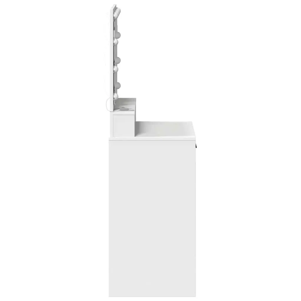 White Bedroom Vanity Table with LED Mirror and Storage