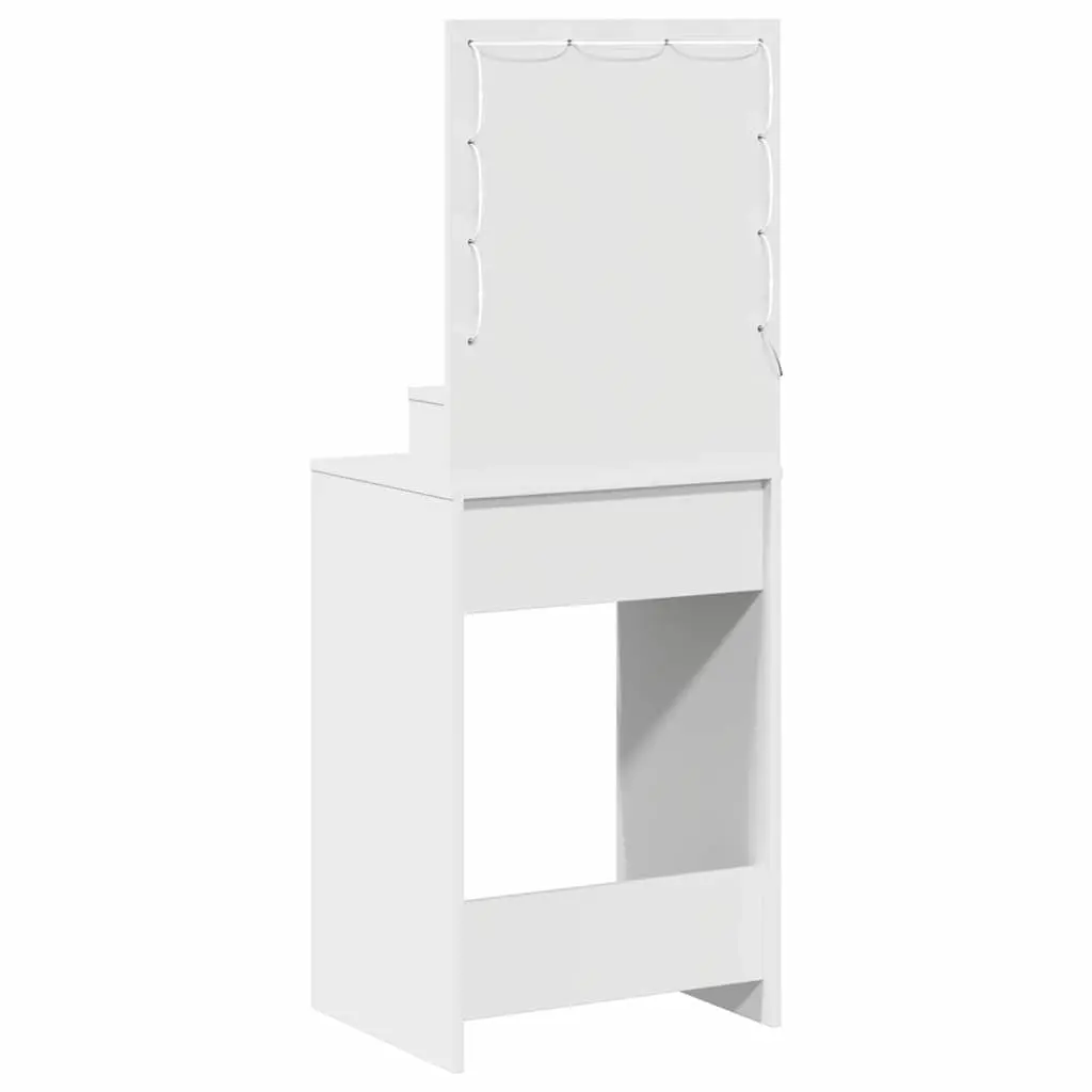 White Bedroom Vanity Table with LED Mirror and Storage