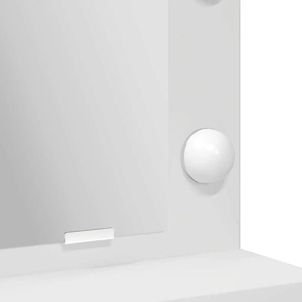White Bedroom Vanity Table with LED Mirror and Storage