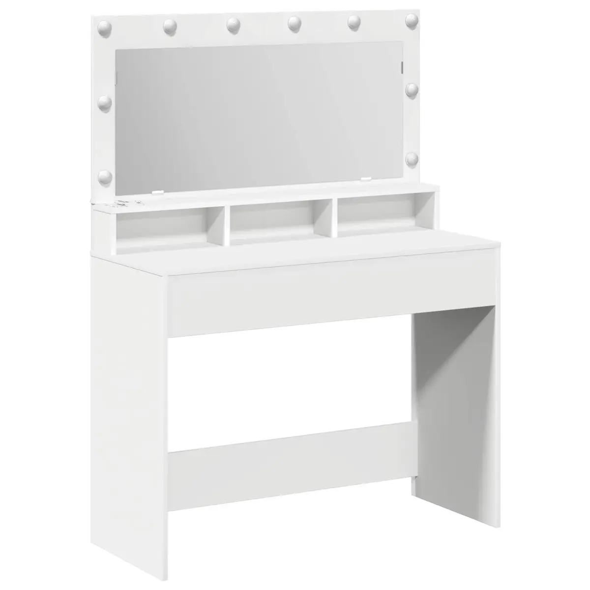 White Dressing Table with Mirror and LED Lights