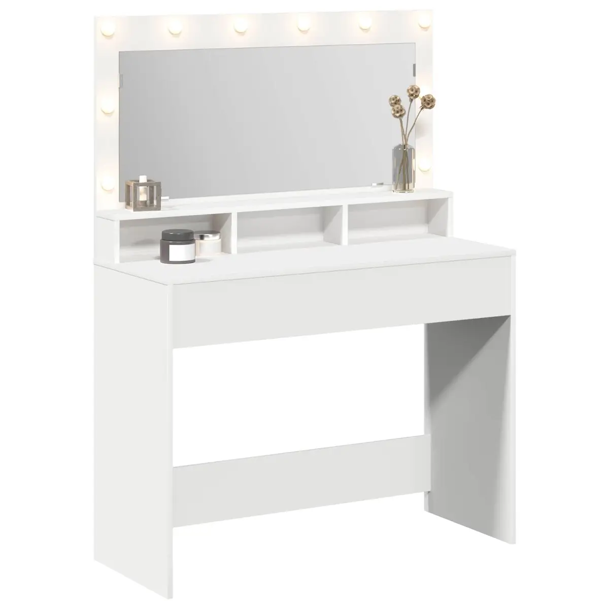 White Dressing Table with Mirror and LED Lights