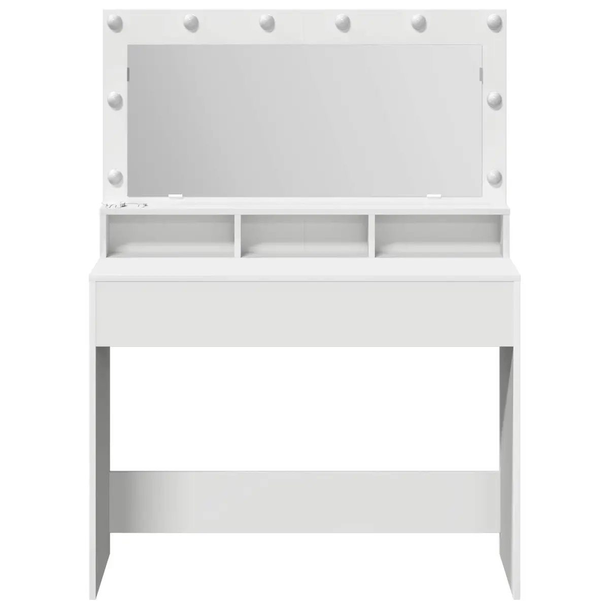 White Dressing Table with Mirror and LED Lights