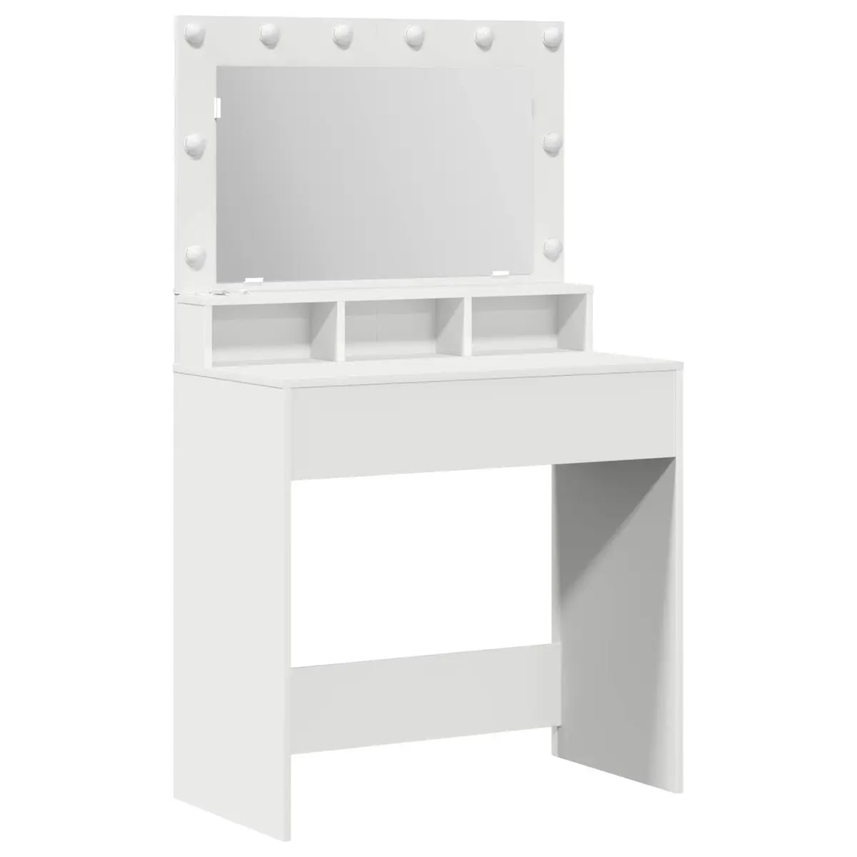 Dressing Table White 78.5 x 41 x 135 cm Engineered Wood Modern Vanity with Integrated Mirror and LED Lights
