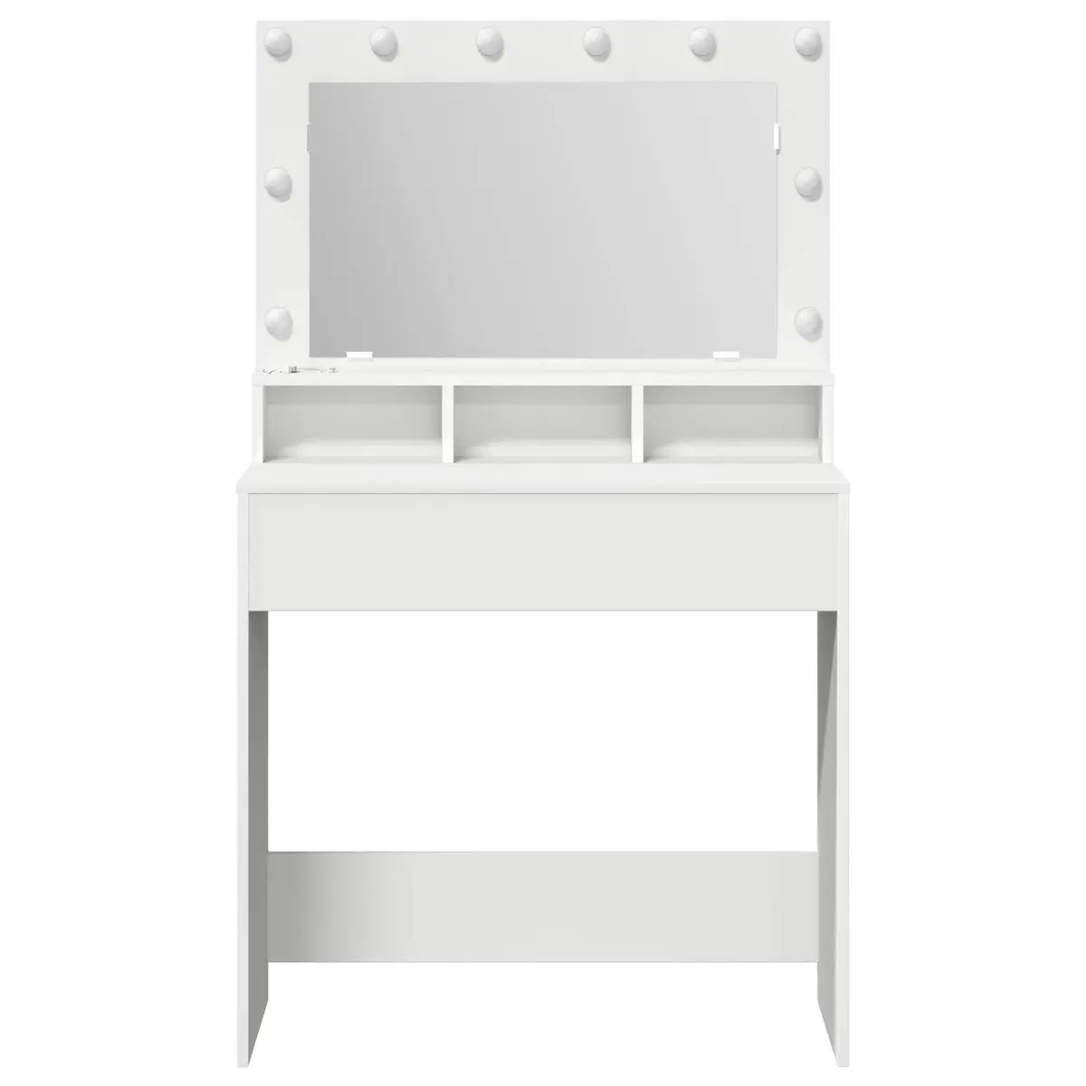 Dressing Table White 78.5 x 41 x 135 cm Engineered Wood Modern Vanity with Integrated Mirror and LED Lights