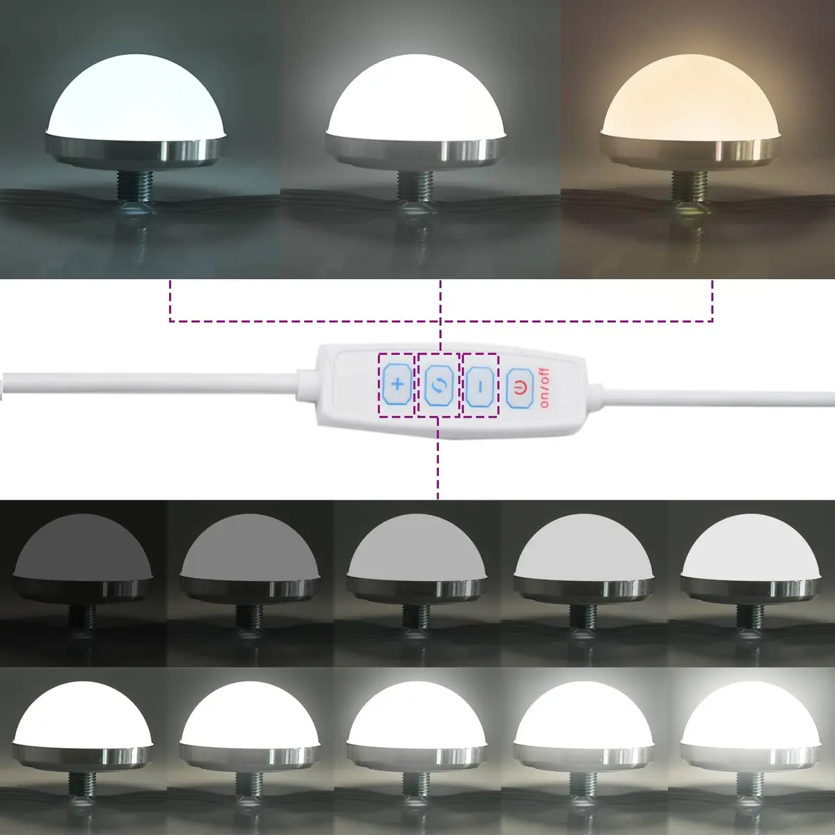 White Dressing Table with Mirror and LED Lights