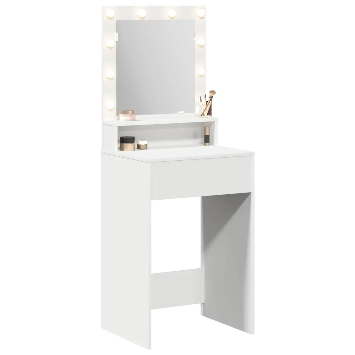 White Dressing Table with Mirror and LED Lights