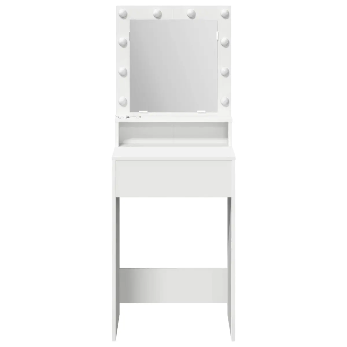 White Dressing Table with Mirror and LED Lights