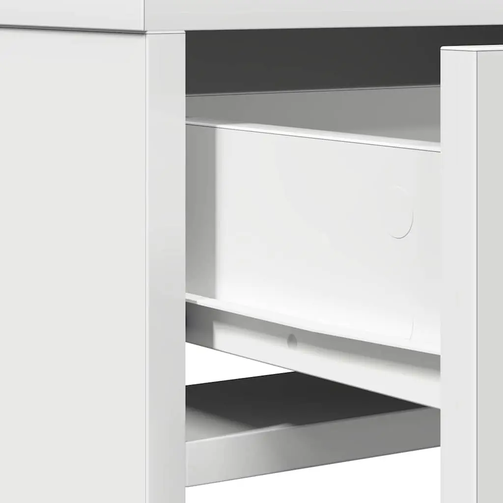 Dressing Table White Modern Vanity Unit with Mirror and Drawers Engineered Wood Matte